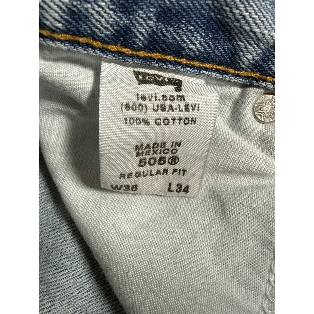 Levis 505 Jeans Mens 36x34 Blue Denim Regular Fit Straight Leg
